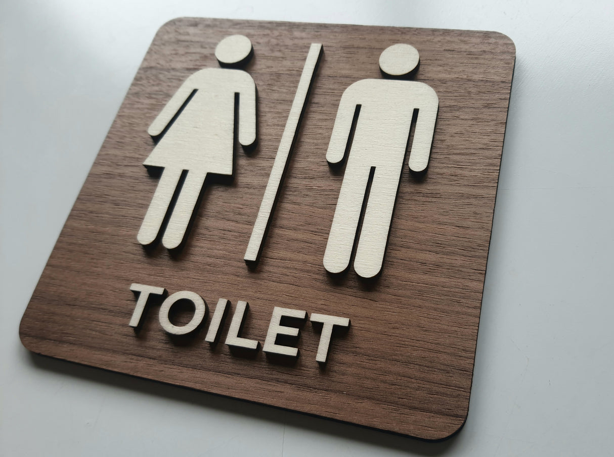 Stilrent toilet skilt set fra siden